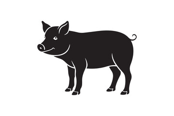 Pig silhouette vector illustration, Pig silhouette vector. Pig silhouette PNG 