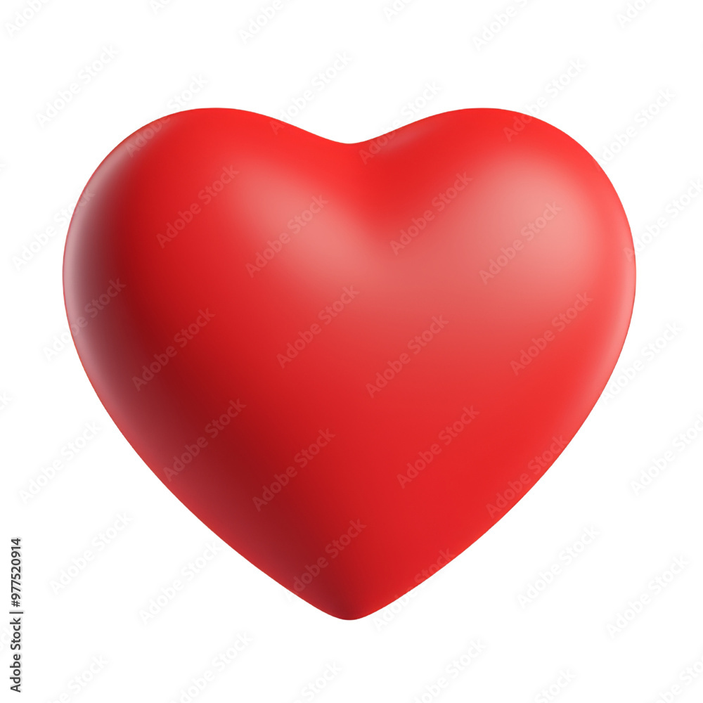Wall mural red heart 3d render icon isolated on transparent background cutout