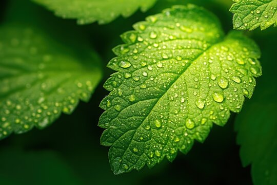 Macro photo of lemon balm leaves