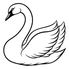 Obraz premium Graceful swan with long, flowing neck and wings in a serene lake setting vector