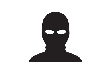 simple black an white masked robber vector silhouette isolated on a white background