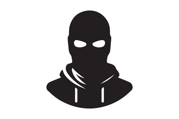 simple black an white masked robber vector silhouette isolated on a white background