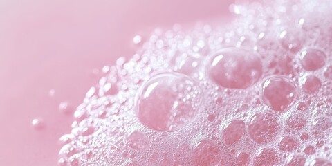 Delicate pink bubbles create a soothing and soft atmosphere, perfect for skincare or relaxation themes.
