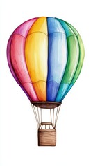 Fototapeta premium A colorful hot air balloon soaring against the sky, embodying joy, adventure, and the spirit of exploration in vibrant hues.