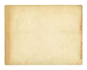 Retro vignette photo paper texture isolate. Old antique sheet paper texture. Announcement board. Recycle vintage paper background. Aged and yellowed wallpaper.