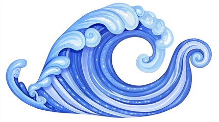 Watercolor hand drawn sea wave illustration.