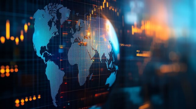 Global Network Connection   Digital World Map Abstract Background