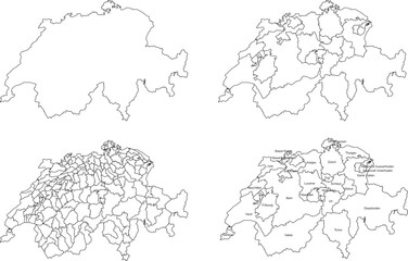 SWITZERLAND MAP with its administrative divisions and regions