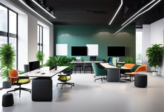 contemporary workspace featuring cutting edge technology sleek aesthetic design enhanced productivity innovation, aesthetics, modern, office, environment