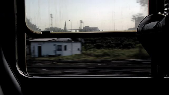 Countryside View from the Window of an Old Argentine Passenger Train Near Buenos Aires, Argentina - 4K