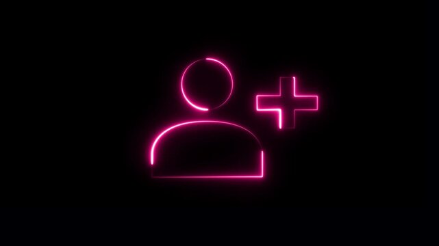 Animation of Add user icon, Follow icon, alpha channel included. User profile icon, pixels glitch effect. 