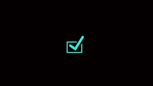 Modern green check mark icon animation on a white background. Success, correct or right choice icon animation in 4k video. High-quality 4k footage