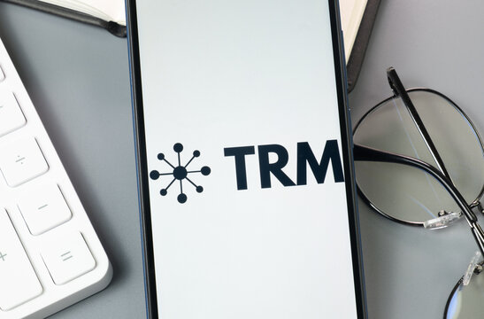 New York, USA - 30 August 2024: TRM Labs Logo on Phone Screen, Company Icon on Display