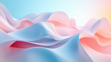 Serene Minimalist Composition of Organic Abstract Shapes with Pastel Gradients