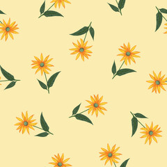 Topinambur Flower Seamless Pattern. Floral Digital Paper.