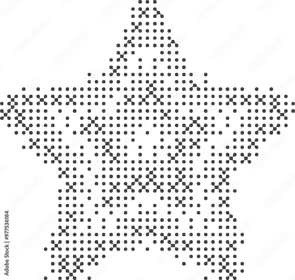 Poster pixel pattern shape. textured star with bitmap y2k dither gradient. retro computer game graphic effe