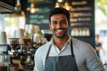 Handsome ethnic male baritsta with copy space 