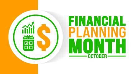 Financial Planning Month background or banner design template is observed every year in October. Holiday concept. Template for card, poster, placard, template. eps 10