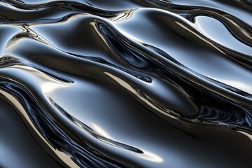 A stock illustration of an abstract background made up of endless waves of gray shiny lines that could be used as wallpaper