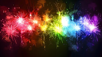 Naklejka premium Rainbow Fireworks: Colorful rainbow-shaped fireworks, symbolizing diversity and inclusivity. 