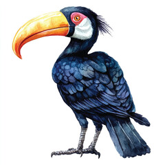 Hornbill watercolor clipart illustration isolated