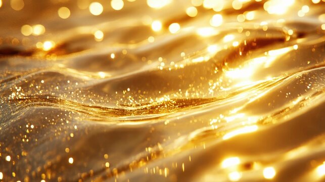 Radiant Golden Elixir - Abstract Liquid Texture with Luminous Reflections