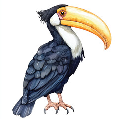 Hornbill watercolor clipart illustration isolated