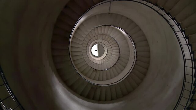 Spiral Stairs at Faro Querandi Lighthouse, Villa Gesell, Argentina - Zoom In - 4K