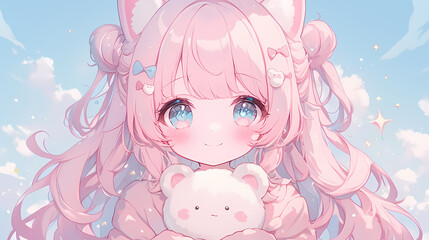 Chibi Anime Love Story – Cute Girls in Love Illustration
