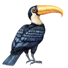 Hornbill watercolor clipart illustration isolated