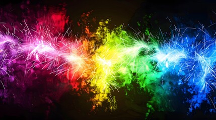 Fototapeta premium Rainbow Fireworks: Colorful rainbow-shaped fireworks, symbolizing diversity and inclusivity. 