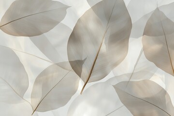 Illustration of different-sized brown colored leaves with veins arranged together to make an abstract background.