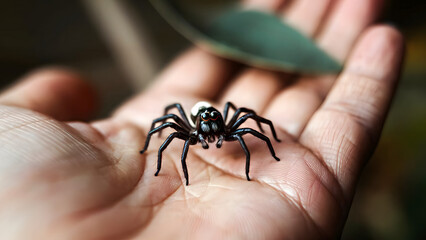 tiny spider in palm of hand