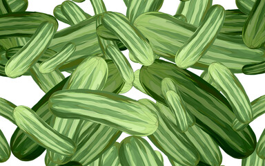 Fototapeta premium illustration of some fresh cucumbers on white background