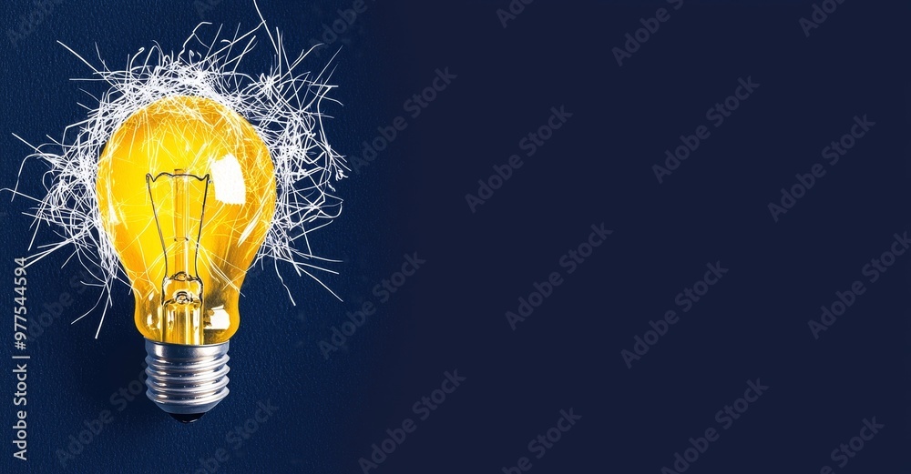 Poster A flat lay that clarifies complex ideas with the help of a light bulb