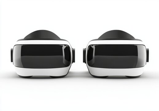 Playing video games in an Augmented Reality world in this 3D render, showing virtual reality glasses head set isolated on a clean png background. Metaverse world is a technology futuristic concept,
