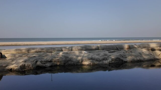 Protection from erosion on the beach, Chittagong Division, Ramu, Bangladesh