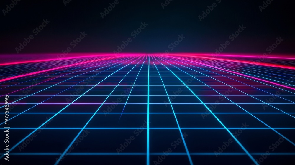 Aufkleber a 3d abstract technology glowing neon fast speed light background, an empty space scene, reflection 