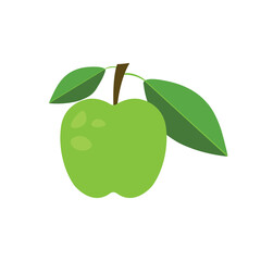 Vector green fresh apple icon. Apple fruit on white isolated background.	