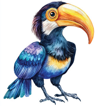 recommend clip art: Hornbill watercolor clipart illustration isolated