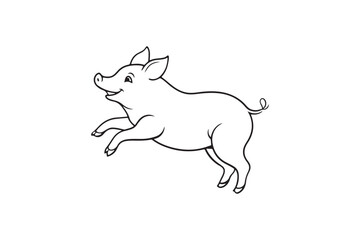 Pig line art silhouette vector illustration, Pig line art silhouette vector, Pig line art 