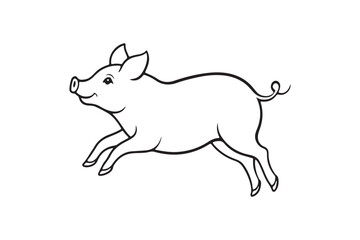Pig line art silhouette vector illustration, Pig line art silhouette vector, Pig line art 