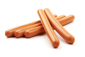 Boiled sausages, isolated on white background