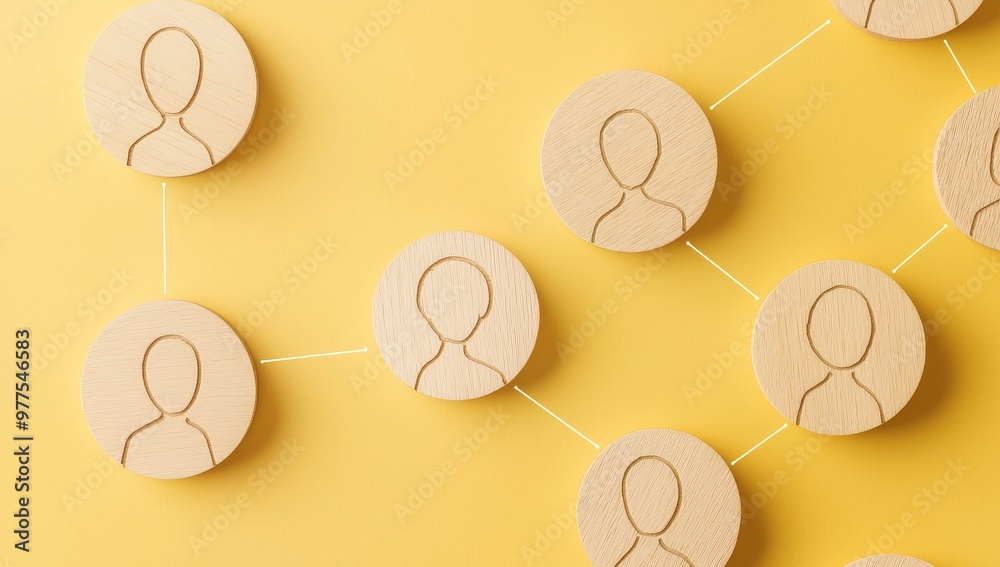 Poster an icon for the customer focus group was shown on a wooden block, linked to human icons, as well as 