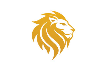 Obraz premium A golden lion head logo vector art illustration 