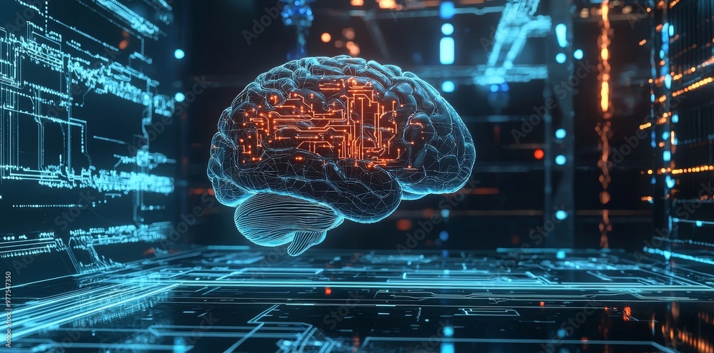 Poster Cyber brains and neural circuits in quantum computing, stock technology, biotechnology, and machine learning
