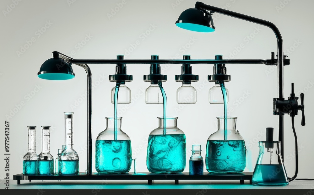 Poster instruments with biotechnology concept, 3d rendering.