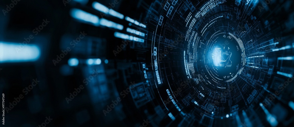 Poster Digital futuristic user interface design with HUD. Stock photo