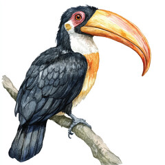 Hornbill watercolor clipart illustration isolated