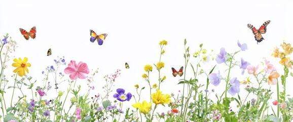 Isolated elements of plants and flowers on a transparent background